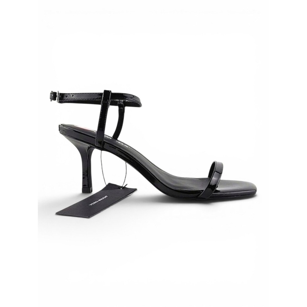 NWT Vero Moda Women's Lya Black Patent Thin Strappy Heeled Sandals 8